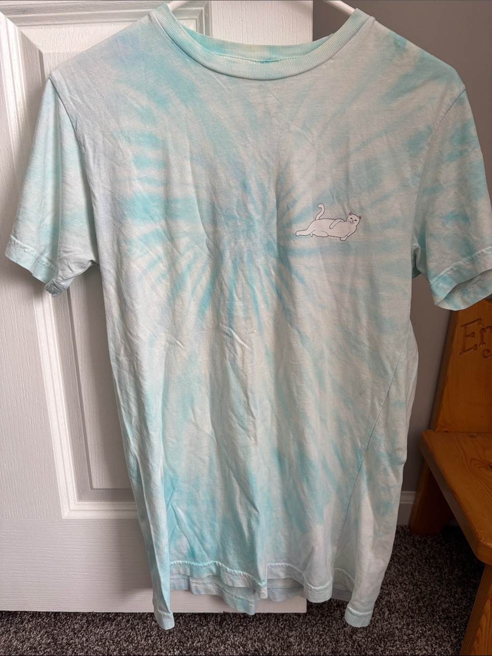 Ripndip Pale Blue White Tie-Dye Cat Chest Tee